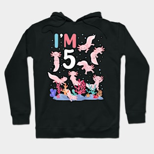 Axolotl Fish 5th Birthday I'm 5 Years Old lets party Axolotl Hoodie